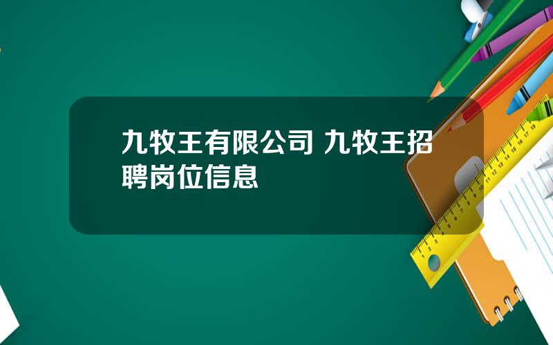 九牧王有限公司 九牧王招聘岗位信息